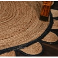 thumbnail image 3 of Natural Farmhouse Jute Round Rug with Black Border Design, Scalloped Round Rug Size 4 x 4 Feet, 3 of 4