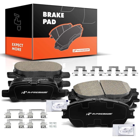 A-Premium Front and Rear Ceramic Disc Brake Pads Set Compatible with Select Toyota Models - Camry 2005-2006, Solara 2004-2008, Avalon 2005-2007, with Hardware, 8 Pcs
