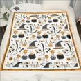 thumbnail image 6 of DefiDgd Halloween Spooky Blanket,Cute Halloween Ghost Witch Candy Pumpkins Skull Printed Double Blanket,Soft Warm Quilt for Festival, 6 of 8