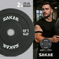 thumbnail image 2 of SAKAE Olympic Rubber Bumper Plates, 2-Inch Weight Plates Set with Steel Hub, Ideal for Weightlifting, CrossFit Equipment, Strength Training & Home Gym Workout, 25LB Pair, 2 of 9