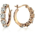 thumbnail image 2 of Tennis CZ 14kt Rose Gold over Sterling Silver Hoop Earrings, 2 of 2