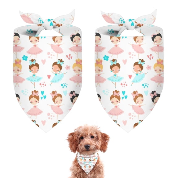 Dog Bandana 2 Pack,Ballet Princess Pattern Bandanas for Dogs,Cat Bandana,Small/ Large Dog Bandana 2 Size,Dog Bandanas
