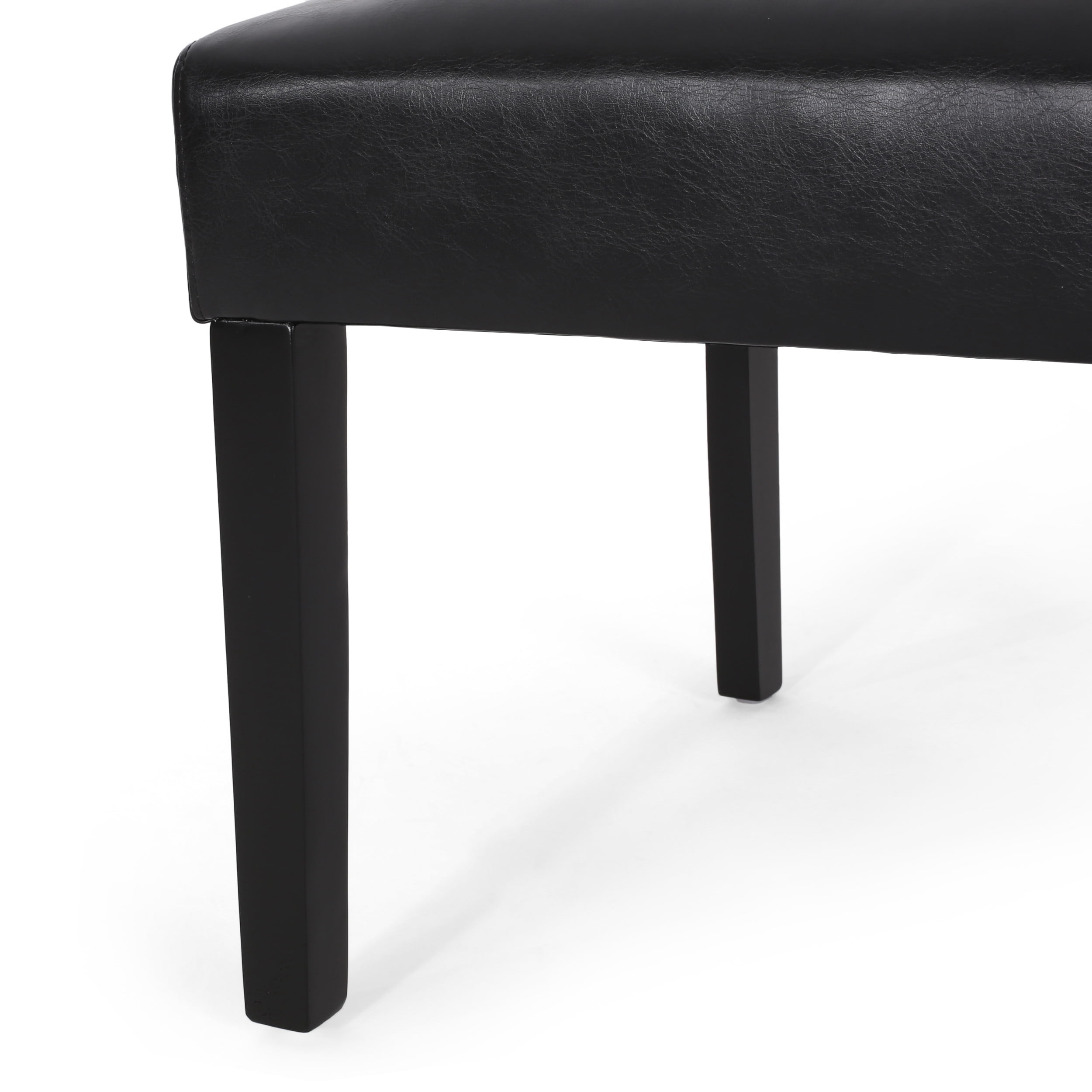 Noble House Cullon Faux Leather Tufted Rolltop Dining Chairs, Set of 2, Midnight Black and Matte Black