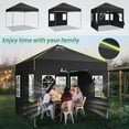 thumbnail image 2 of Hoteel Canopy 10x10 Pop Up Canopy Tent 1-Button Push Easy up Outdoor Canopy Instant Portable Commercial Shelter Waterproof UPF50+ Gazebo with Reflective Strip, Air Vent & 4 Sandbags, Black, 2 of 8