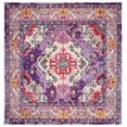 thumbnail image 5 of Safavieh Monaco Collection MNC243P Boho Chic Medallion Distressed Non-Shedding Stain Resistant Living Room Bedroom Area Rug, 6'7" x 6'7" Square, Violet / Fuchsia, 5 of 5