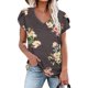 thumbnail image 1 of ICHUANYI Clearance Fashion Women's Summer V-Neck Short Sleeve Print Casual T-shirt Blouse(Brown, XL) ICHUANYI WER2023081206516, 1 of 4