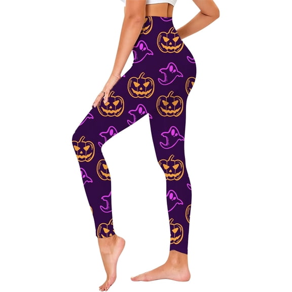 Halloween Leggings for Women Pumpkin Tights Pants Halloween Outfit Funny Fall High Waist Athletic Tights Stretchy Cute Yoga Legging