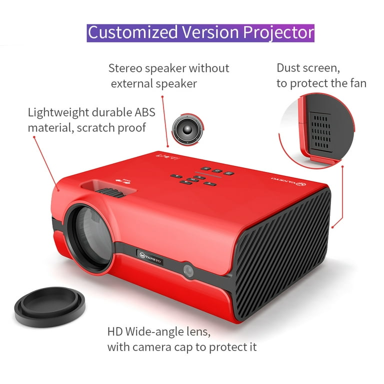  Native 1080PHD WiFi Projector, AKIYO 300'' Max iOS and Android  Wireless Connected Phone Projector, Portable Video Home Outdoor Movie  Projector, Support HDMI, TV Stick, USB, PS5, Carrying Case Included :  Electrónica