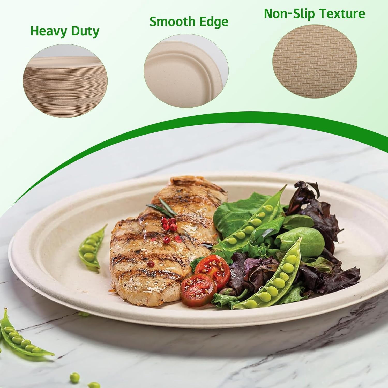 120 Pack Oval Paper Plates,12.5 Inch Disposable Paper Plates,Super Strong Oval Paper Dinner Plates,Compostable Biodegradable Sugarcane Plates for BBQ,Party,Picnic(Brown)