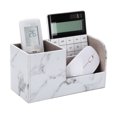 thumbnail image 3 of KINGFOM Multifunctional PU Leather Desk Organizer Pen Holder Brush Pot Pen Container Home School Office Stationery Storage Box Office Suppllies Business Cards Remote Control Pencil Holder White Marble, 3 of 9