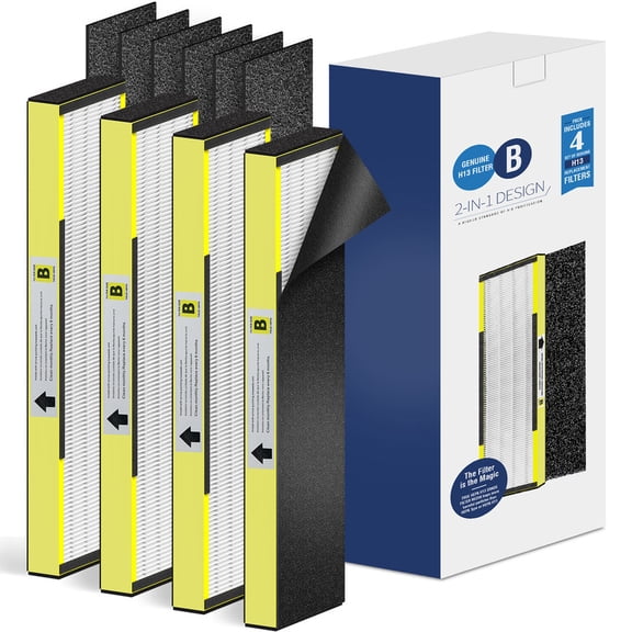 ZOLTRIXA FLT4825 HEPA Filter B Compatible with Germ Guardian Air Purifier Filter Replacement for Model AC4825 AC4300 and more,4X H13 HEPA Filters & 10X Activated Carbon Pre-Filter