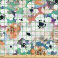thumbnail image 2 of Ambesonne Dreamy Floral Fabric by the Yard Upholstery, Aquarelle Anemones, 10 Yards, Burnt Sienna Off White, 2 of 5