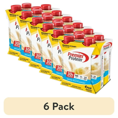 (6 pack) Premier Protein Shake, Bananas & Cream, 30g Protein, 11 Fl Oz, 4 Ct