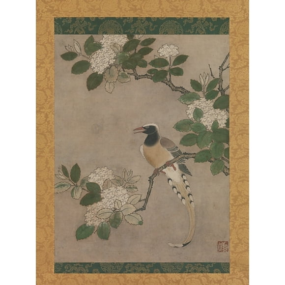 Magpie on Viburnum Branch Poster Print by Genga (Japanese, active early 16th century) , in Song tradition (18 x 24)