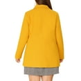 thumbnail image 6 of Women's Plus Size Notched Lapel Double Breasted Long Coat for Stylish Winter Wear 3X Mustard Yellow, 6 of 8