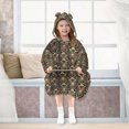 thumbnail image 7 of FORMRS Wearable Blanket Hoodie with Sleeves for Kids Cozy Flannel Sweatshirt, Black Floral Pattern, 7 of 7