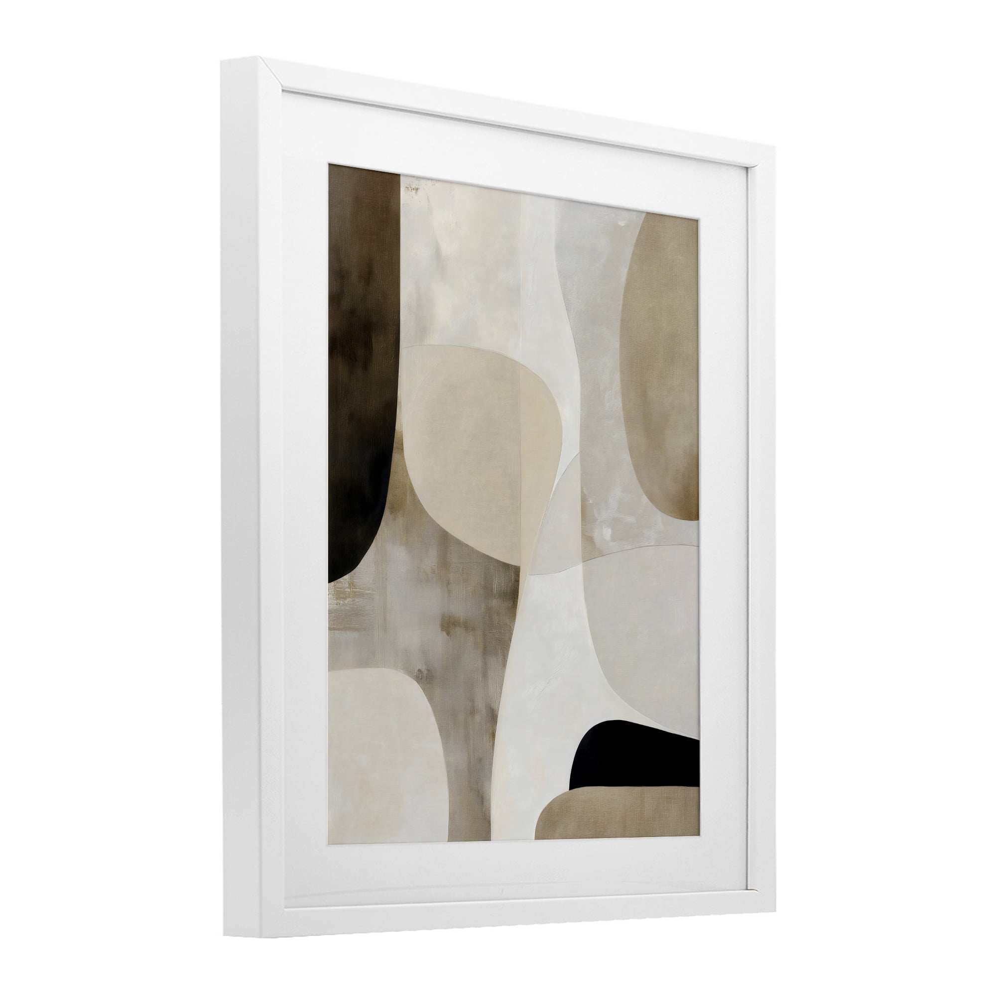 Stupell Industries Tan Shapes Organic Balance White Framed Print Under Glass, design by Ink Drop Loft
