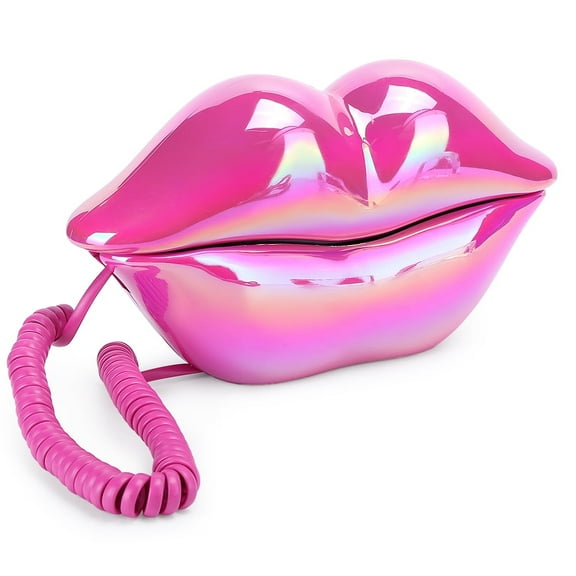 Lip Phone Landline,Electroplating Fashionable Lip Telephone Landline,Unique Decoration Wired Landline with Number Storage,Flocking Retro Sexy Landline,for Home Hotel Office,Perfect as Gifts
