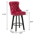 thumbnail image 3 of Modern Swivel Bar Stools with Velvet Upholstery & Button Tufted Design - 360° Rotation, Sturdy Footrest, Red Counter Stools for Kitchen Island, Bistro, Home Bar, 3 of 9