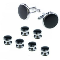 MLINS 8pcs Mens Cufflinks And Studs Set For Tuxedo Shirts Business Wedding (Black)