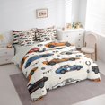thumbnail image 2 of Manfei Sports Car 7-Piece King Bedding,Checkerboard Flag King Bed in a Bag,Blue,Light Gray Reversible, 2 of 7