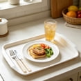 thumbnail image 2 of Large Unbreakable Plastic Serving Trays for Parties, 16.9x11.8 Inch Rectangular Platters for Appetizers and Fruits, BPA-Free Reusable Serving Tray for Restaurants,White, 2 of 8