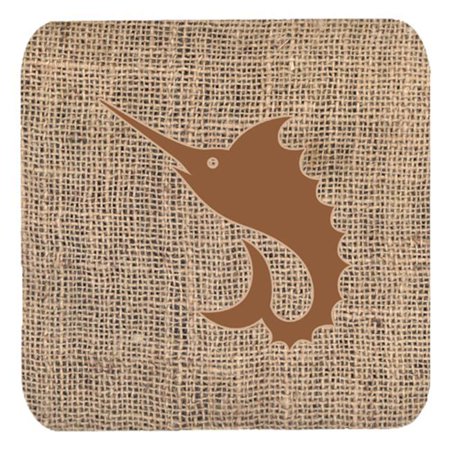 

Fish - Sword Fish Burlap and Brown Foam Coasters Set - 4