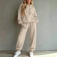 thumbnail image 2 of Trgacdwlo Fleece Sweatsuits Women 2 Piece Outfit Tracksuit Fuzzy Hoodie with Cuffed Jogger Sweatpants Fall Winter Plush Comfy Womens Matching Sweat Set Camel M, 2 of 6