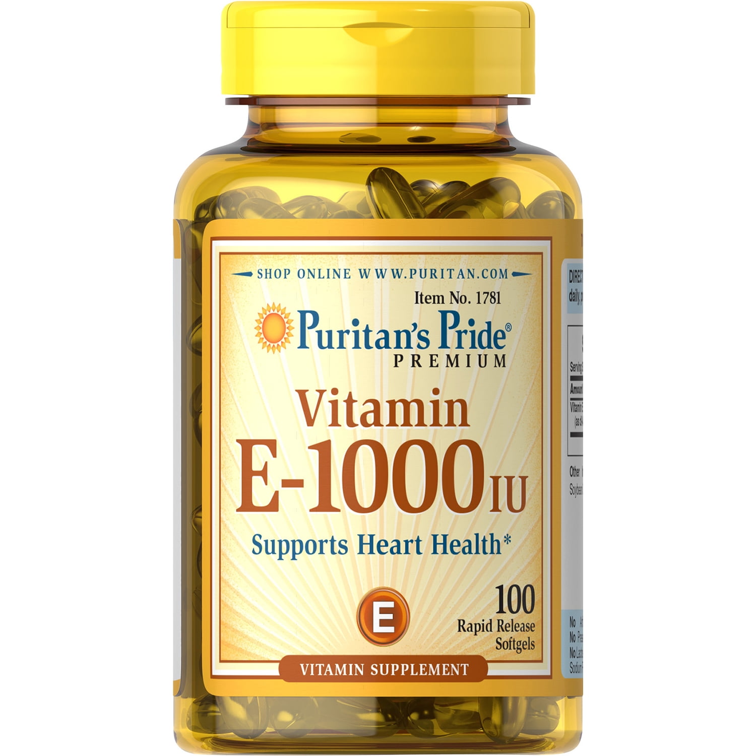 boerderij Rubriek Geometrie Puritan's Pride Vitamin E Softgels, 1000 IU, 100 Ct - Walmart.com