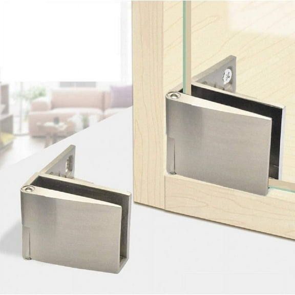 1 Pair/Frameless Glass Door Hinge, Wine Display Case, Side-Mounted Glass Door Hinge, Brushed Nickel Integrated