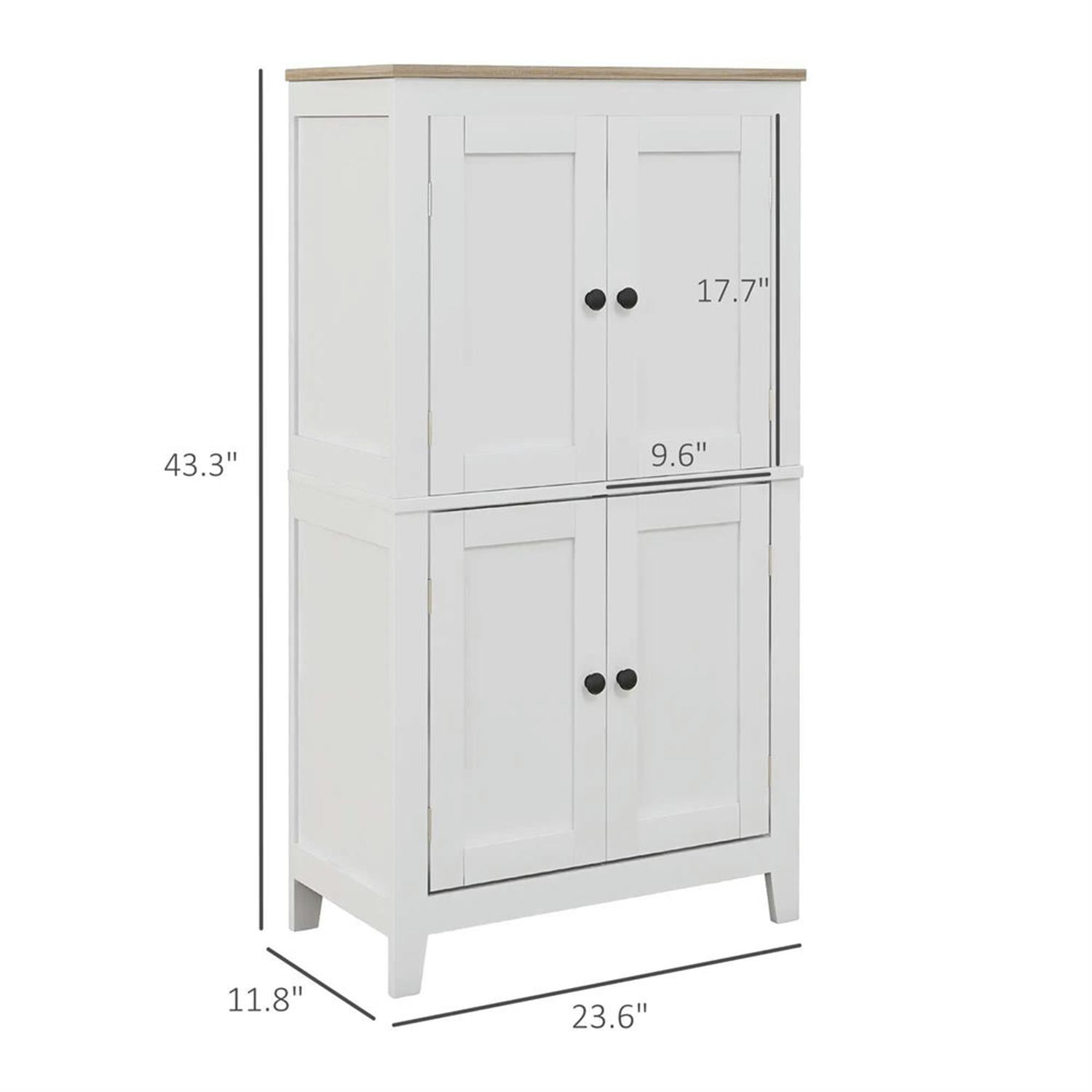 Demi Bonn 43" Bathroom Floor Cabinet, Freestanding Storage Cabinet with Adjustable Shelf and 4 Doors, for Living room, Entryway, Kitchen, White