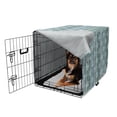 thumbnail image 2 of Floral Dog Crate Cover, Abstract Cold Colored Flower Petals Pattern with Circling Blooms on Vertical Stripes, Easy to Use Pet Kennel Cover for Dogs, 35" x 23" x 27", Multicolor, by Ambesonne, 2 of 6