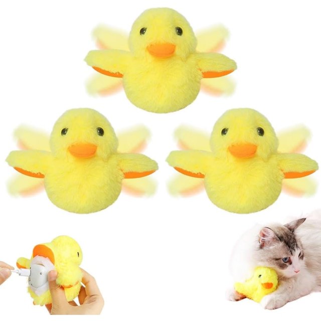 Cat Toys Rechargeable Flapping Duck, 2024 New Flapping Duck Cat Toy, Touch Activated Kitten Plush Toy Interactive Cat Exercise Toys with Lifelike Quacking Sound (1 PC)