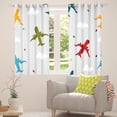 thumbnail image 3 of Airplane 38"x45" Set of 2 Panels Blackout Curtains Colorful Aircrafts Curtains Cartoon Airplanes Window Curtains & Drapes Kawaii Room Decor Cute Clouds Stars Pattern Darkening Curtains, 3 of 6