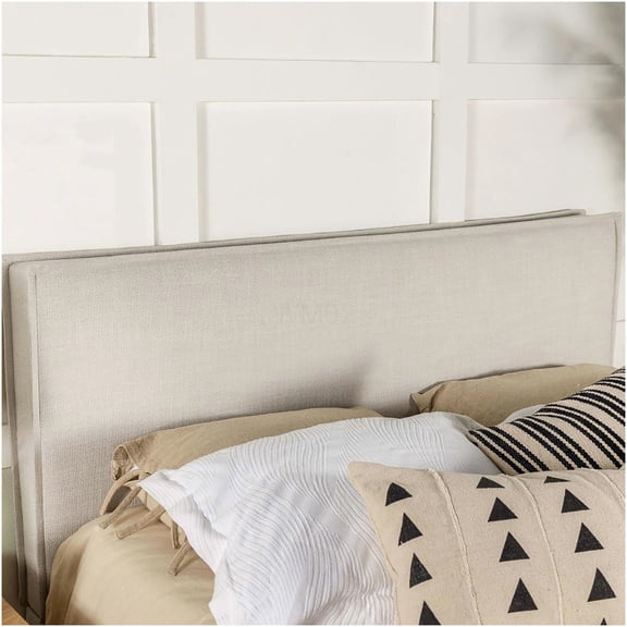 Upholstered Queen Headboard with Flange Stitching, Soft Fabric Bed Headboard for Master Bedroom