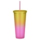 thumbnail image 1 of Vaso de plástico con pajita de doble capa de color arcoíris de 700 ml, vaso práctico y esmerilado para bebidas, 1 of 5