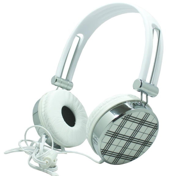 Premium Over-Head Stereo HandsfreeHeadset Headphones w/ Mic for Samsung Galaxy S Light Luxury,A8 Star, A9 Star,J7 Star,Amp Prime 3,On6,J7 (2018) (White Pattern) MND Stylus