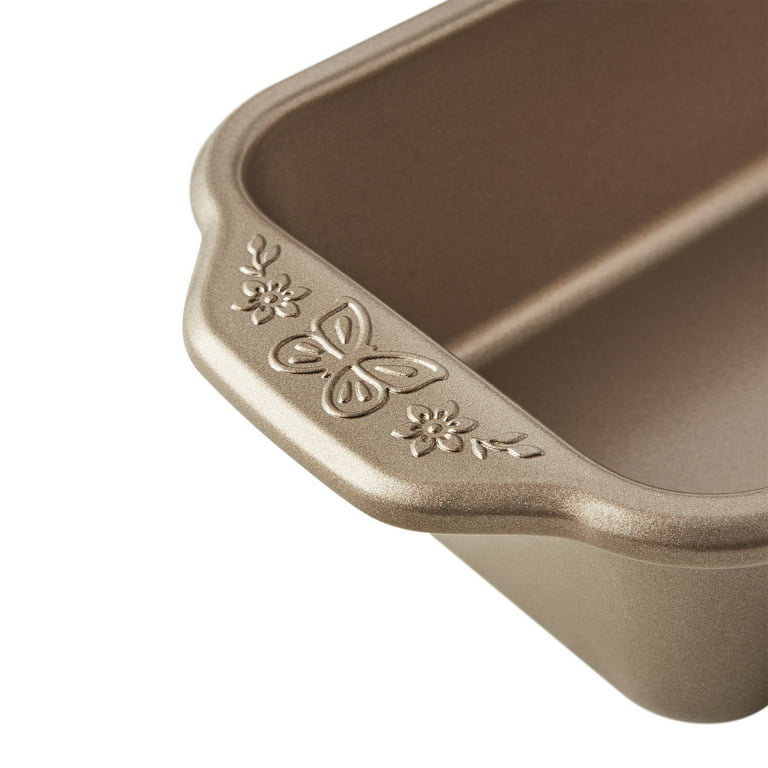 The Pioneer Woman 11-Inch Nonstick Aluminized Steel Loaf Pan, Champagne, 2  Count 