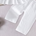 thumbnail image 4 of kpoplk Baby Girl Clothes Toddler Girl Summer Outfits Cami Ruffle Halter Tops Wide Leg Pants Kids Floral Clothing Set Size 4-5 Years,White, 4 of 6