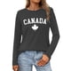 thumbnail image 1 of MHFRRA Camiseta de Manga Larga para Mujer con La Bandera del Día de Canadá y La Hoja de Arce Canadiense. Gris Oscuro, 1 of 3