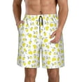 thumbnail image 2 of Uemuo Yellow Lemon Leaves Pattern Men's Swim Trunks Hawaiian Beach Bathing Suit Swimsuits Beach Quick-Dry Shorts with Pockets-3X-Large, 2 of 9