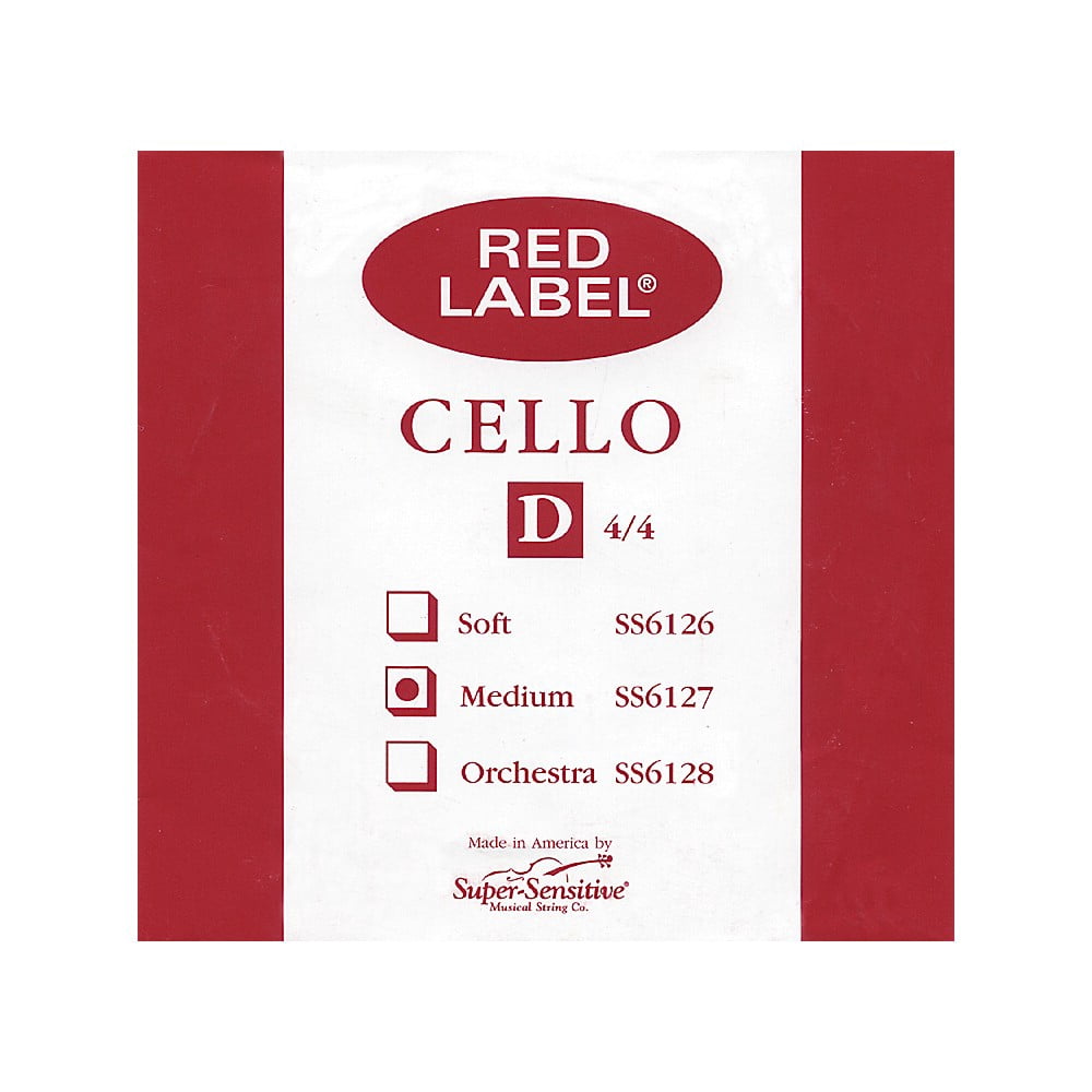 Super Sensitive Red Label Series Cello D String 4/4 Size, Medium