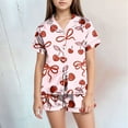 thumbnail image 2 of Gubotare Summer Pjs for Girls Girls Ruffle Short Sleeve Button Front Top with Ruffle Short, 2-Piece Pajama Set 4T 5T (Red,4-5 Years), 2 of 4