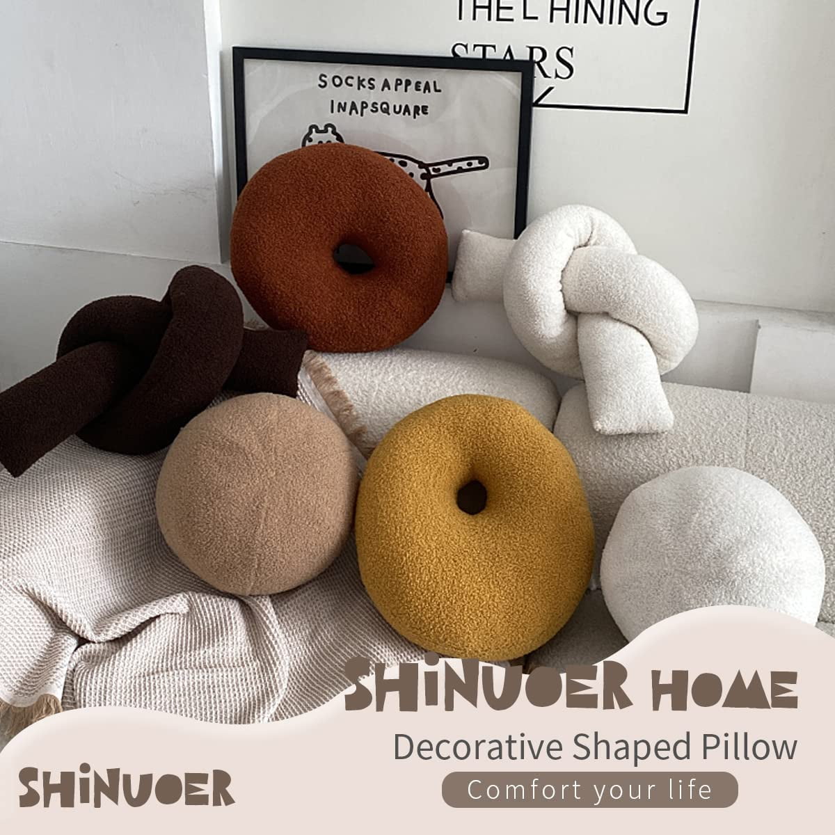 DanceeMangoo Donut Pillow Round Decorative Pillows,15.7 Funny Doughnut  Shaped Throw Pillows for Couch,Boucle Pillow Cute Donut Shaped Pillows for  Sofa,Bedroom 