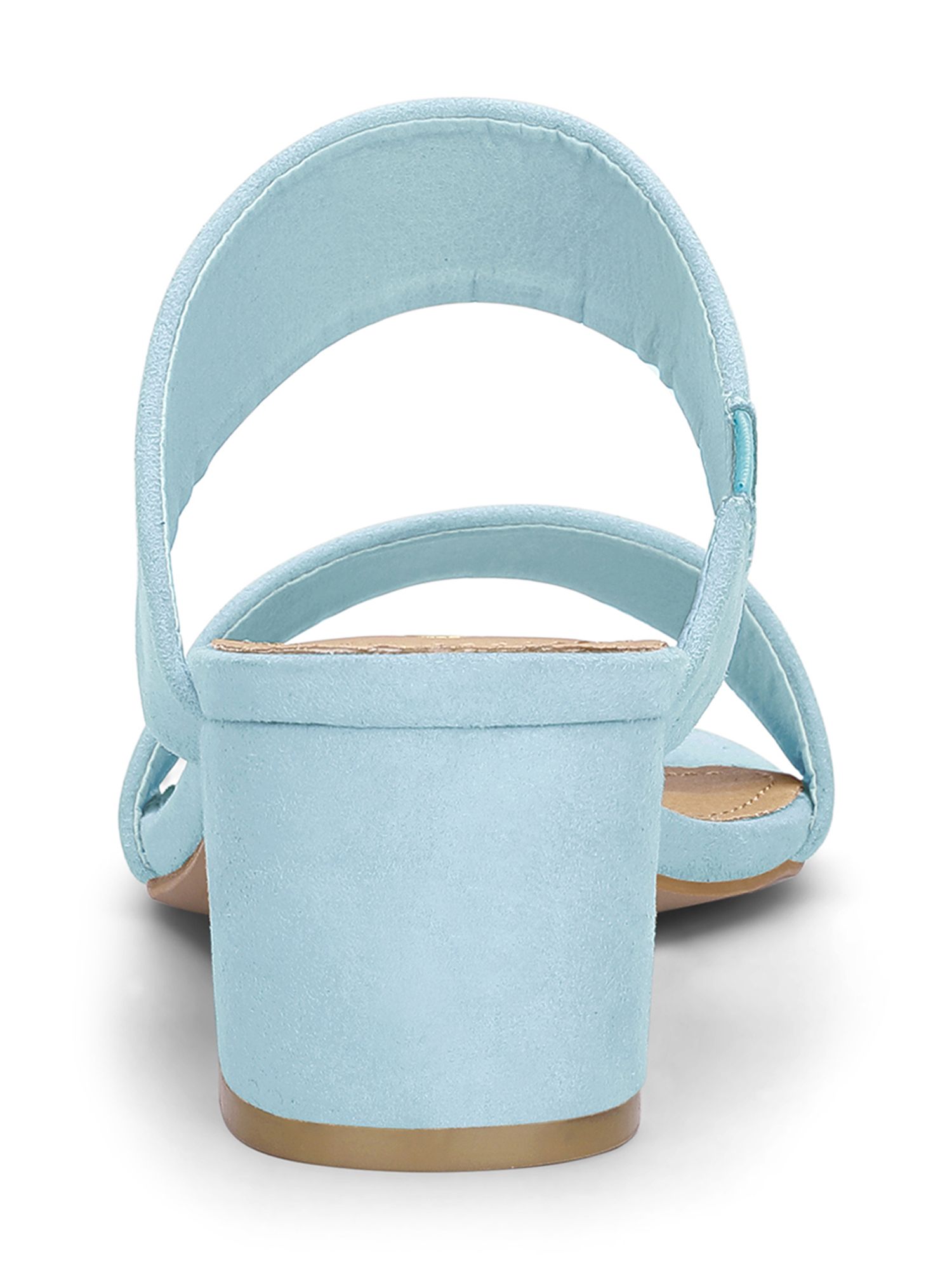 DARING DIVA Stylish Women's Block Heel Dual Straps Slide Sandals 9 Sky Blue