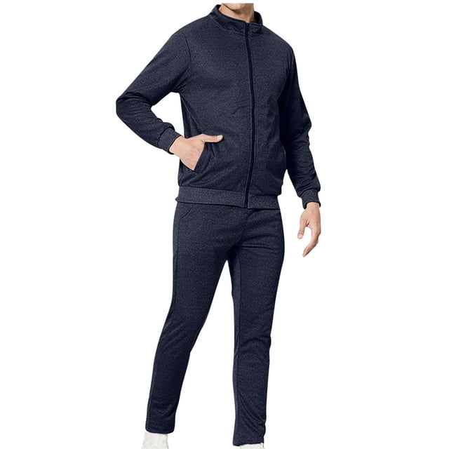 Sports Jacket Mens Jacket Pants Two-Piece Set Solid Color Casual Loose Pants Sports Two-Piece Set
