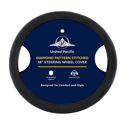 United Pacific 70118 Accessory Steering Wheel Cover 18", Black Diamond