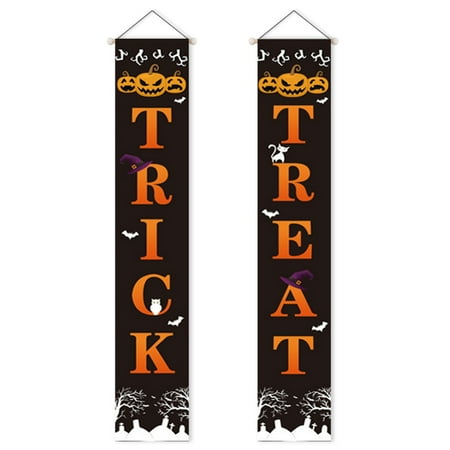 E-Trad Halloween Welcome Sign Trick Or Treat & Black Cat Door curtain ...