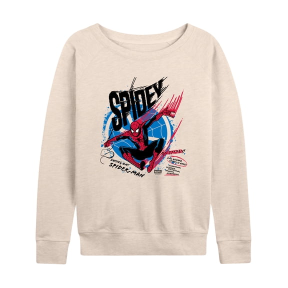 Spider-Man - Spidey Speed Lightweight French Terry Wide Neck Long Sleeve Graphic Shirt