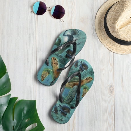 

Exclusive Mermaid Sea Turtle Flip Flops Art by Jim Mazzotta